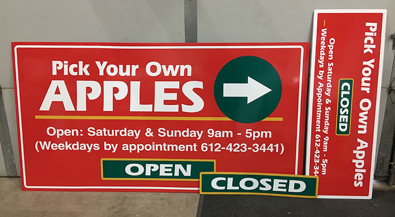 Pick Your Own Apples directional sign
